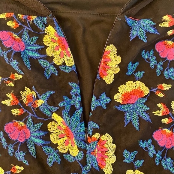 Topshop Off-The-Shoulder Floral Embroidered Bodycon Mini Dress - Picture 11 of 15